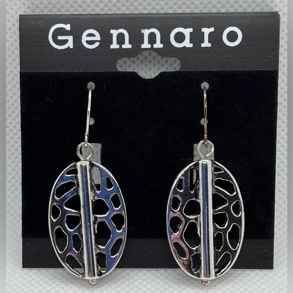 New Gennaro Silver Oval Leaf Earrings